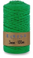 Macrame Cord Twisted Cotton Ecological Green 100m 3mm