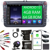 RÁDIO ANDROID 2DIN 4+64 GB 8 palcový VW PASSAT B6 B7 GOLF 5 V 6 VI ŠKODA SEAT