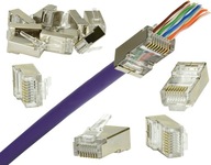 RJ45 zástrčka EZ kat.6 priechodná STP FTP 10ks štít