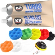 K2 ULTRA CUT TURBO LEŠTIACA PASTA SÚPRAVA HUBIČKY NA ODSTRAŇOVANIE ŠKRABANCOV PO LEŠTENÍ