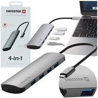 SWISSTEN USB-C hub 4x USB 3.0 ALUMINIUM