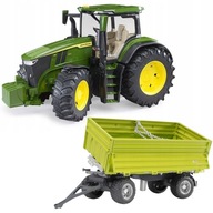 BRUDER Traktor John Deere 7R 350 zelený + vyklápací príves Fliegl