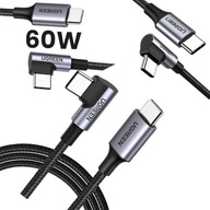 Nylonový kábel USB-C USB-C UGREEN QUICK CHARGE 3.0 kábel 0,5 m US255 čierny lomený