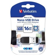 VERBATIM USB 2.0 PENDRIVE, 16 GB S MINI ADAPTÉROM