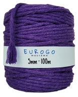 Točená bavlnená šnúra Macrame Ekologická ECO Levanduľa 100m 5mm