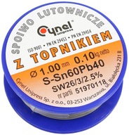 CÍN S PALUCINOU FLUX CÍN 1mm 100g 0,1kg ČISTÝ POLSKÝ OLENOVANÝ CÍN