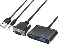 ADAPTÉR KONVERTOR VGA D-SUB NA HDMI + VGA + AUDIO