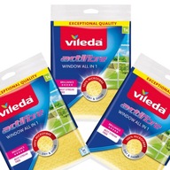 Vileda Actifibre handrička na čistenie okien a zrkadiel, žltá, veľmi savá, 3 ks.