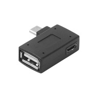 Uhlový adaptér OTG HOST Micro USB napájanie PRAVÝ