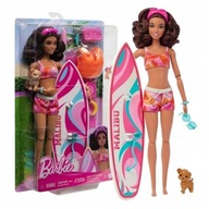 BÁBIKA BARBIE SURFER MALIBU BRUNETTE A DOPLNKY HPL69 MATTEL