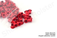 Očká na Kydex -E.M.T RED- dĺžka 8,2mm - 25 kusov