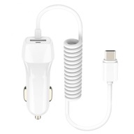 Nabíjačka do auta s pružinovým káblom Micro USB typu C F