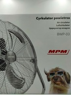 KRUHOVÝ VZDUCHOVÝ VENTILÁTOR STRIEBORNÝ MPM BWP-03 PODLAHOVÝ VENTILÁTOR