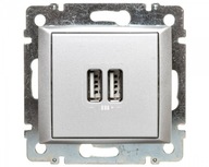 VALENA Zásuvka 2xUSB 5V 1,5A hliníková 770270