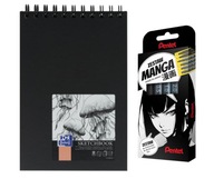 Jemné linky MANGA PENTEL + špirálový skicár A5 OXFORD