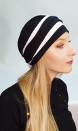 Turban Sejla, kokon, čierno-biela šatka na hlavu, ochrana hlavy Eva Design