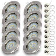 10x trvalá INOX halogénová EYEBALL + GU10 5W TEPLÉ SKLO LED žiarovka