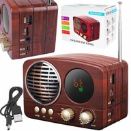 Štýlové prenosné retro Bluetooth USB rádio.Drevené