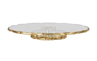 Ozdobný otočný sklenený tanier, 33 cm, zlatý