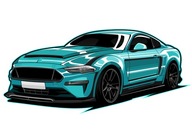 Auto samolepky na stenu Ford Mustang