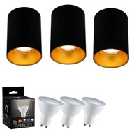 3x svietidlo LED trubice Black Gold + 3x neutrálna GU10