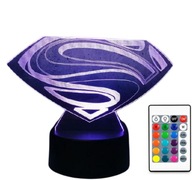 3D LED LOGO LAMPA SUPERMAN NOČNÁ LAMPA 16 FARIEB + DIAĽK