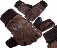 Pánske dotykové semišové zateplené zimné rukavice