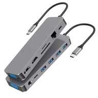 Adaptér 13v1 HUB USB-C 2xHDMI VGA RJ45 Macbook Air