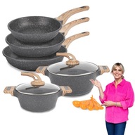 SET HRNCOV, indukcia, 3 granitové kamenné panvice