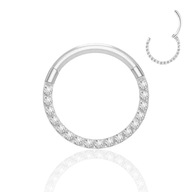 Titánové náušnice typu Clicker Hoop ZIRCONIA 1.0/8