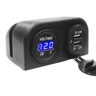 NABÍJAČKA 2x USB 5V 4,2A TESTER VOLTMETER 12V 24V