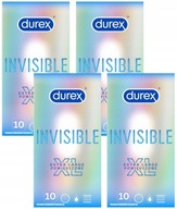 Durex Invisible tenké, veľké kondómy, 40 ks nasadených, veľkosť XL