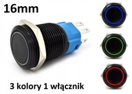 VYPÍNAČ BISTABILNÉ TLAČIDLO ZAP/VYP LED 3 FARBY RGB 16mm 12V 24V WANDALOOD