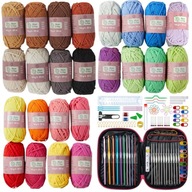 Sada háčkovania v prípade 127 El Cotton Yarn 24 PCS háčkovanie a priadza