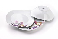 Jedálenský set 18 kusov Biele porcelánové taniere pre 6 osôb Servisná misa 550 ml