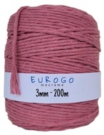 Krútená bavlnená šnúra Macrame Ecological ECO Dirty Pink 200m 3mm