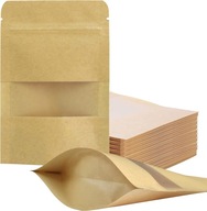 senzipack papierová taška Doypack 18x26cm 750ml Kraft malé okno 50ks