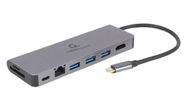 USB-C na HDMI rozbočovač 1xUSB-C GbE 2xUSB-A karta PD