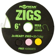 Barbed Leaders Korda Ready Zigs Mixa Barbed 10 stôp, veľkosť 10