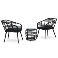 3-DIEL BISTRO RATTAN PE NÁBYTOK SET, ČIERNA