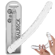 Transparentné obojstranné dildo 34 cm análno-vaginálne Realistic RealRock