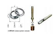 Nerezové očká 100 ks fi12 + dierovačka a rezačka