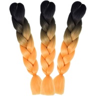 3x syntetické vlasy Orange Ombre Braid