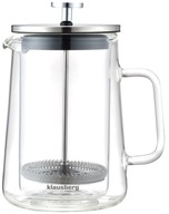 Sklenený piestový infuzér na čaj, kávu, French press džbán, 600 ml