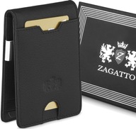 Pánska kožená peňaženka SLIM čierna, malá elegantná RFID peňaženka ZAGATTO