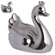 OTVORENIE Keramické strieborné prasiatko SWAN, 16 cm