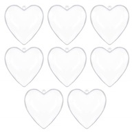 8x TRANSPARENTNÁ AKRYLÁTOVÁ GUĽA SRDCE PLASTOVÁ DECOUPAGE 12cm ČETKY