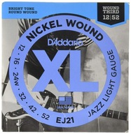 D'Addario EJ21 Nickel Wound Jazz Light Gauge Wound 3rd Strings 12-52