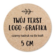 Nálepky S VAŠOU VÝTLAČKOU Kraft Eco Round x200 LOGO PÍSMA ŠTÍTEK 5 CM