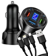 Sada rýchlonabíjačky do auta 4xUSB 7A + kábel 3v1